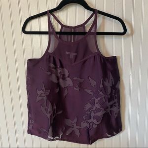 American Eagle Sleeveless Floral Blouse, Size: XS, Plum